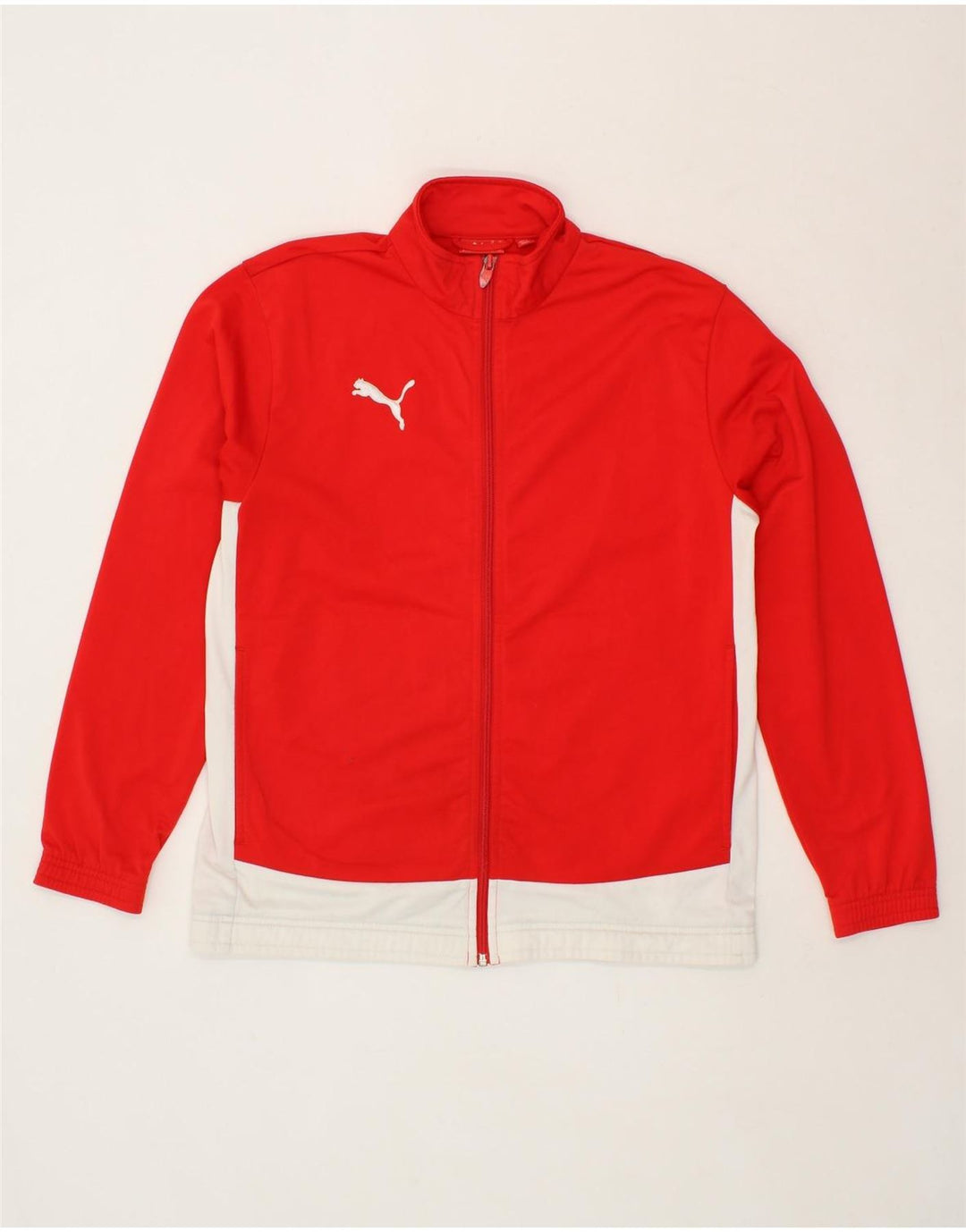 PUMA Boys Tracksuit Top Jacket 13-14 Years Red Colourblock Polyester Vintage Puma and Second-Hand Puma from Messina Hembry 