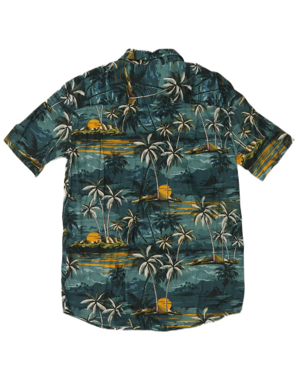Atlas For Men Cămașă cu mânecă scurtă pentru bărbați, verde mediu, bumbac, hawaian