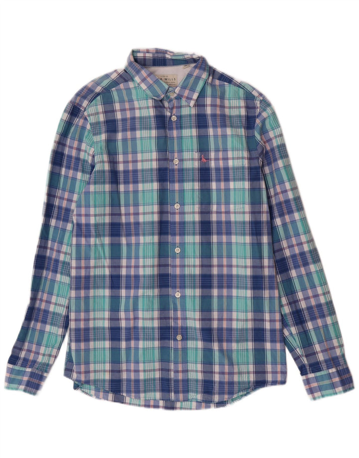 Cămașă Jack Wills pentru bărbați, cu tăiere clasică, din bumbac cu carouri mici, albastre