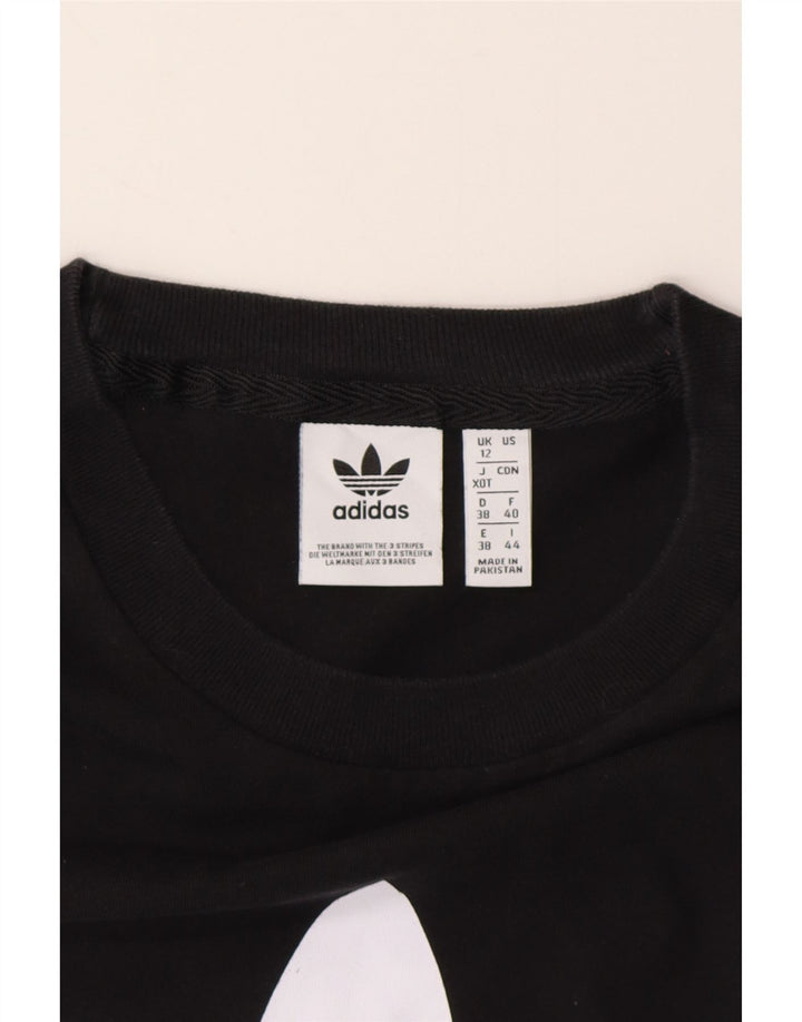 ADIDAS Womens Graphic T-Shirt Top UK 12 Medium  Black