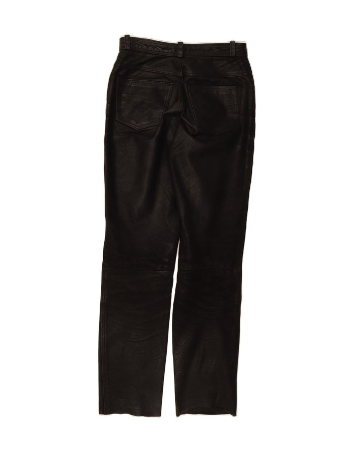 RABERG Womens Straight Leather Trousers W30 L32 Black Leather Vintage Raberg and Second-Hand Raberg from Messina Hembry 