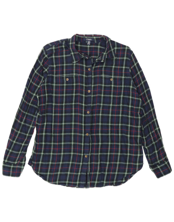 Cămașă de flanel pentru femei Chaps UK 16 mare din bumbac cu carouri bleumarin