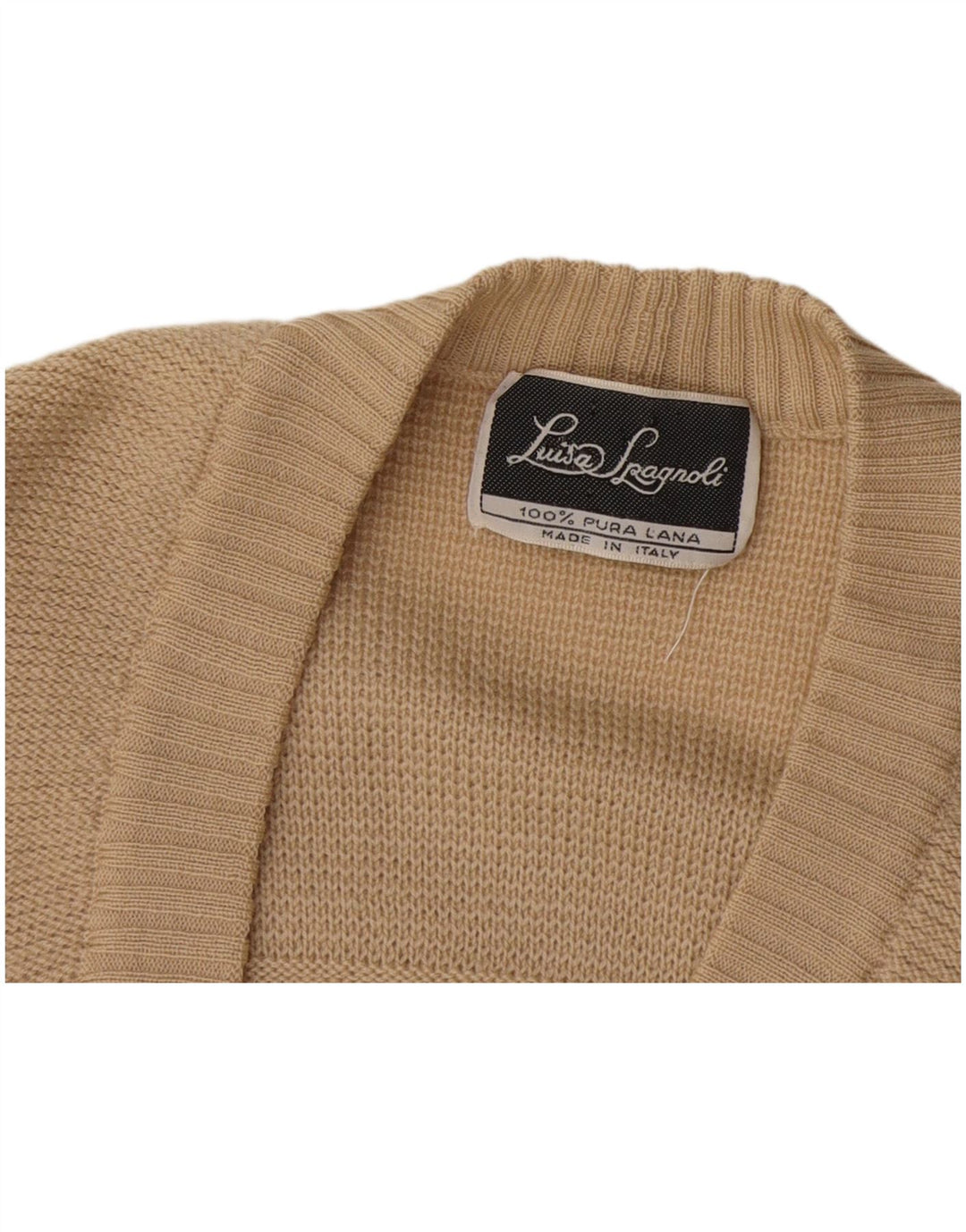 Luisa Spagnoli Pulover Cardigan Femei UK 12 Medium Bej Lână