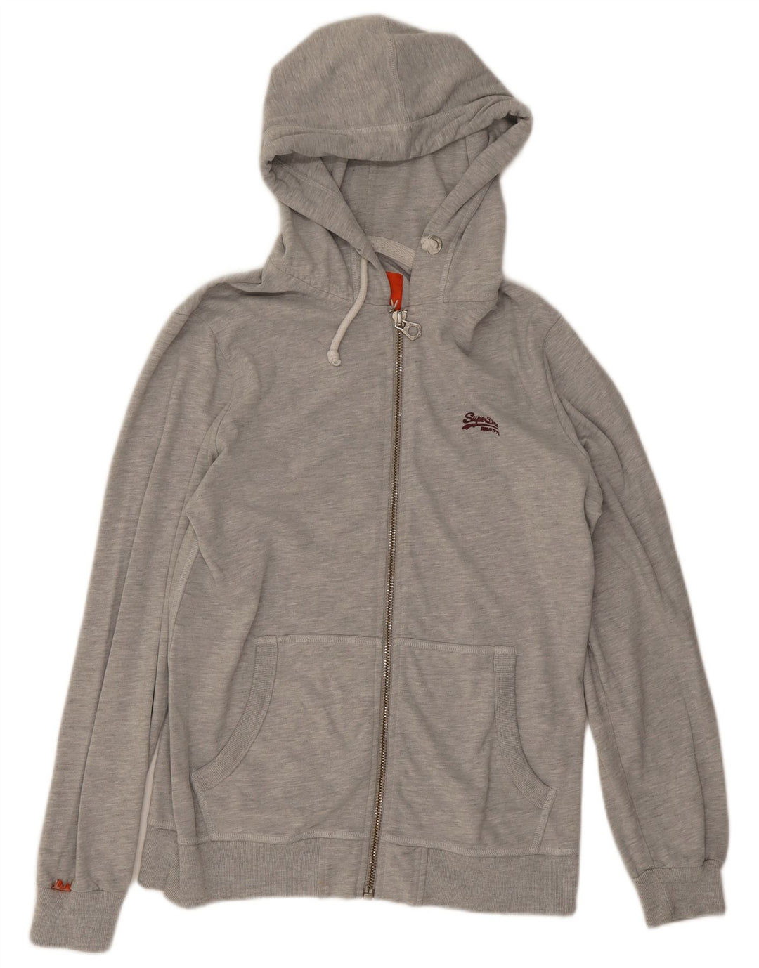 Pulover Superdry pentru bărbați, cu fermoar, bumbac, gri mediu