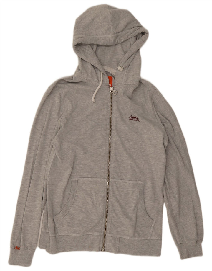 Pulover Superdry pentru bărbați, cu fermoar, bumbac, gri mediu