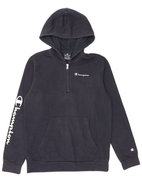 Pulover pentru băieți CHAMPION, cu grafică, cu glugă, cu fermoar, 13-14 ani, XL bleumarin
