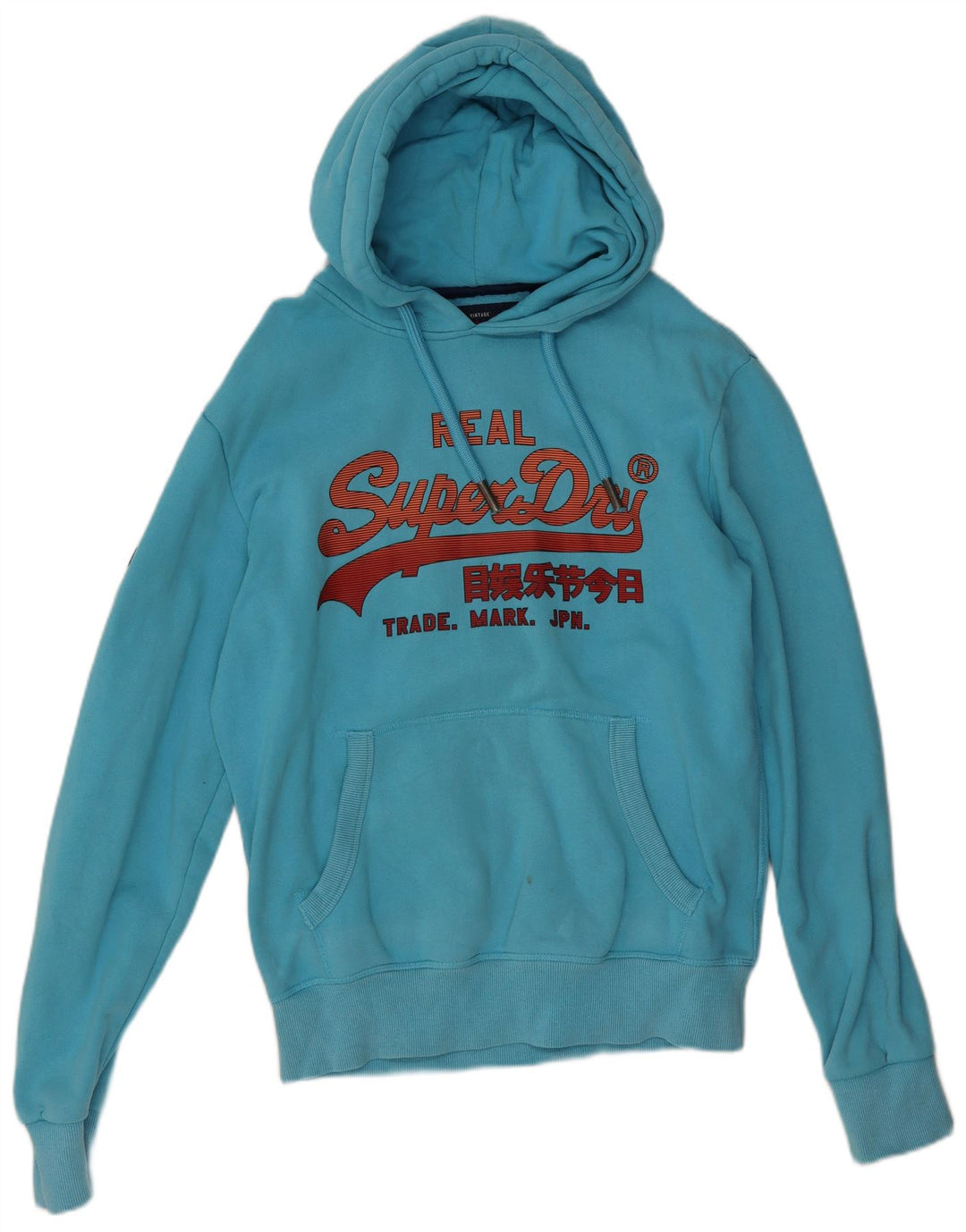 Pulover cu glugă grafic Superdry pentru bărbați, bumbac albastru mediu