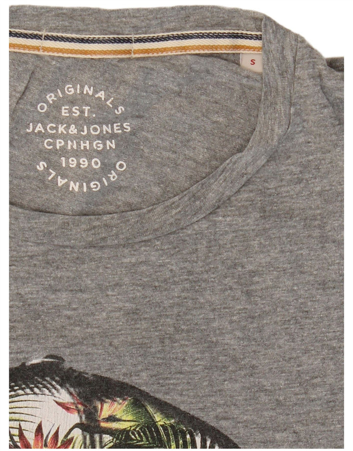 JACK & JONES Tricou cu grafică pentru bărbați Top mic gri cu pete