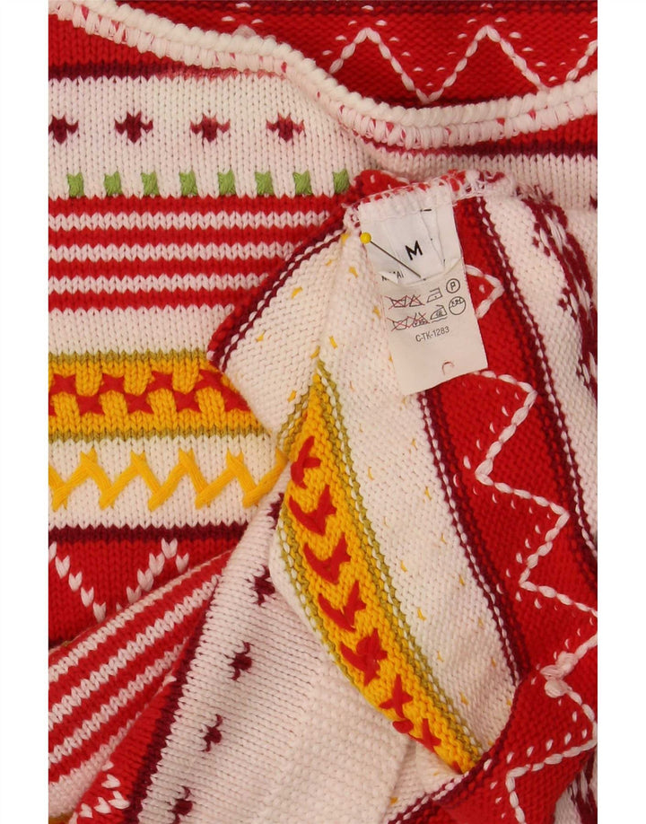 Pulover vintage pentru femei cu gât de barcă UK 12 mediu multicolor