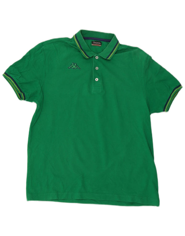 Kappa Mens Polo Shirt XL Green Striped Cotton