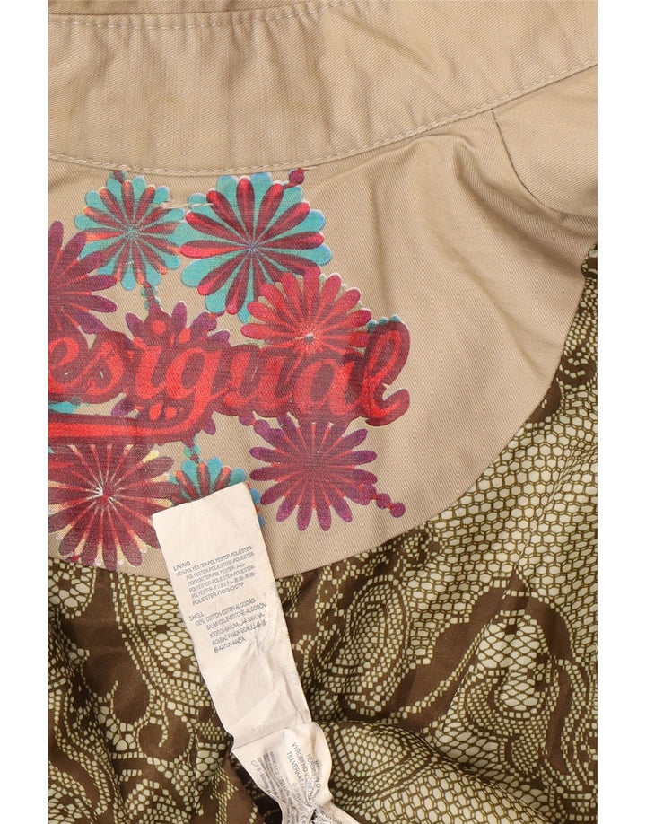 Trenci pentru femei Desigual cu piept dublu EU 38 Medium Bej Floral