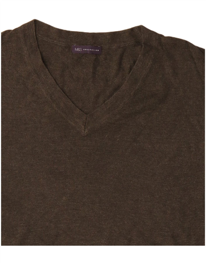 Marks & Spencer Pulover oversized cu decolteu în V pentru femei UK 10 Small Khaki