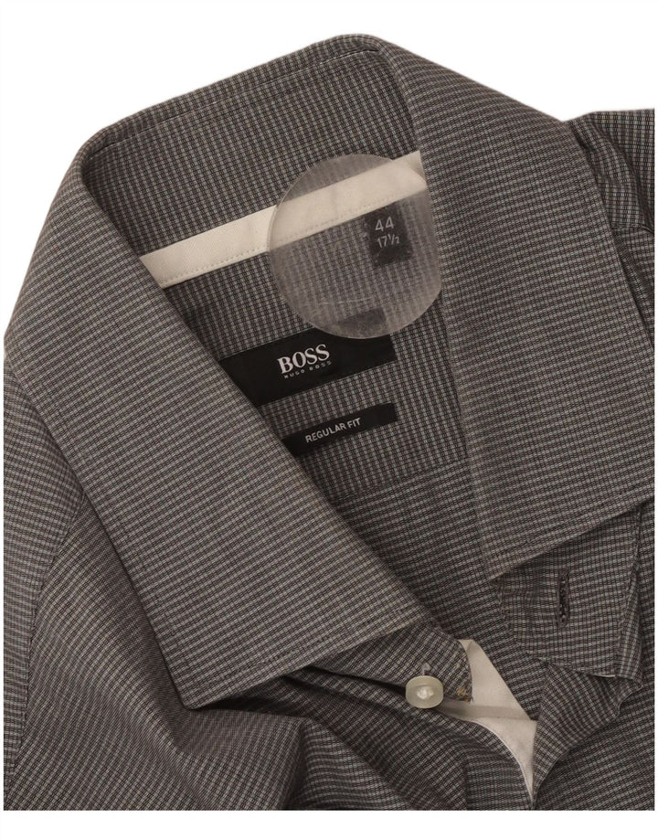 Cămașă pentru bărbați Hugo Boss, cu formă normală, mărimea 44 17 1/2 XL, bumbac cu carouri gri