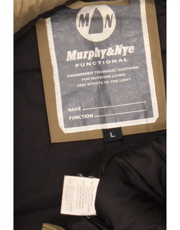 MURPHY & NYE Mens Bomber Padded Jacket UK 40 Large Khaki Polyamide Vintage Murphy & Nye and Second-Hand Murphy & Nye from Messina Hembry 