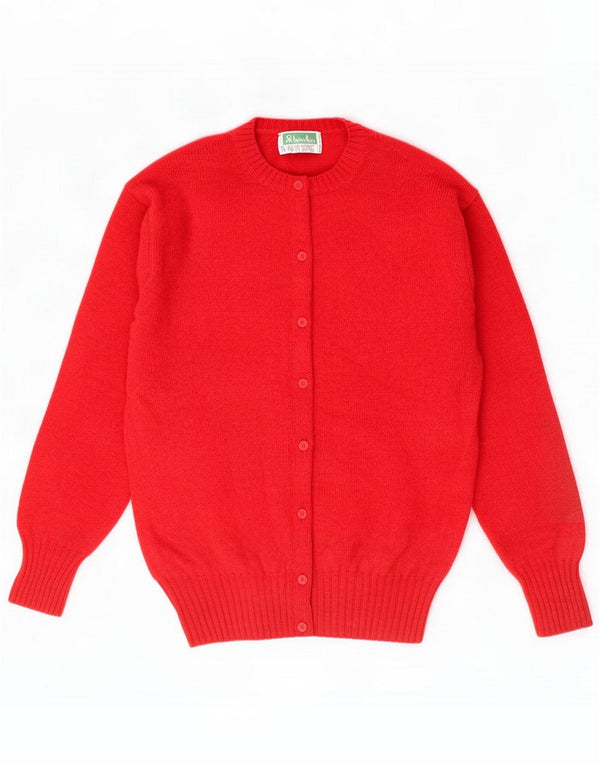Pulover cardigan pentru femei Benetton UK 14 Lână virgină roșie medie