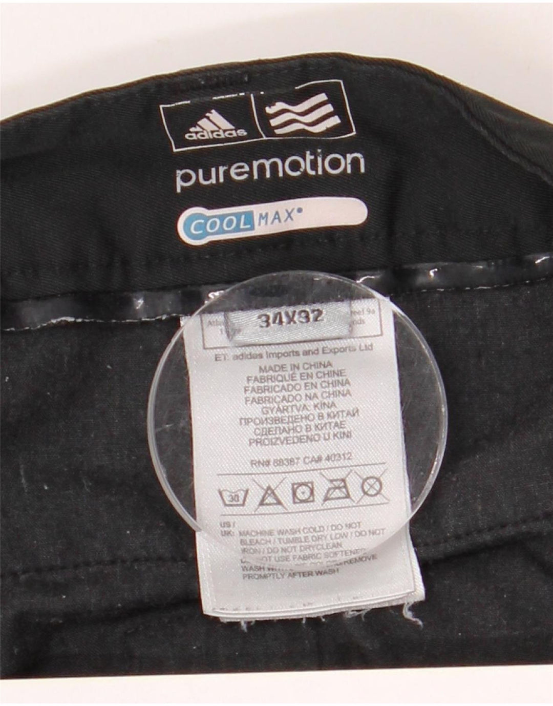 Pantaloni chino drepți Adidas Coolmax pentru bărbați W34 L32 Poliester negru