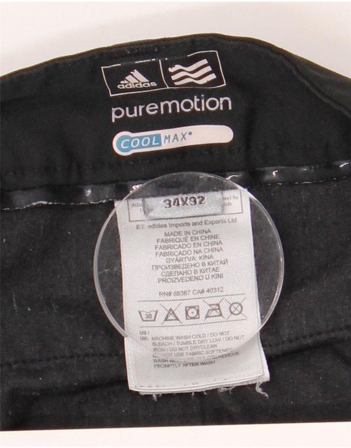 Pantaloni chino drepți Adidas Coolmax pentru bărbați W34 L32 Poliester negru