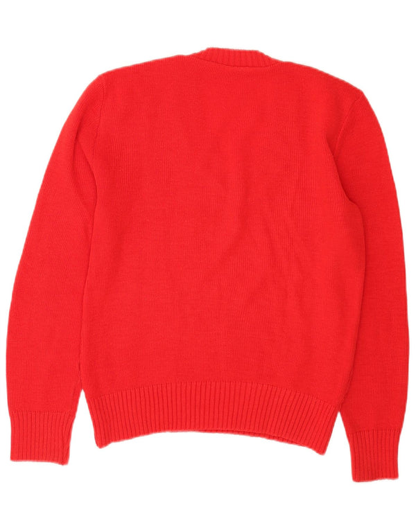 Pulover vintage pentru femei cu decolteu în V UK 16 Large Red