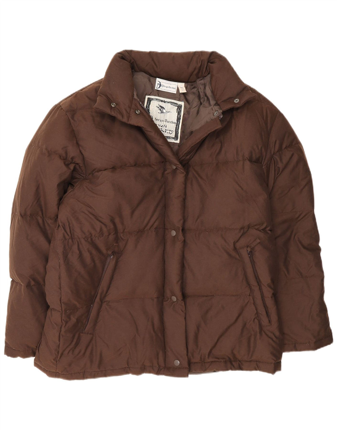 Jachetă căptușită pentru femei Sergio Tacchini, cu ajustare largă, UK 14, maro mediu, poliamidă