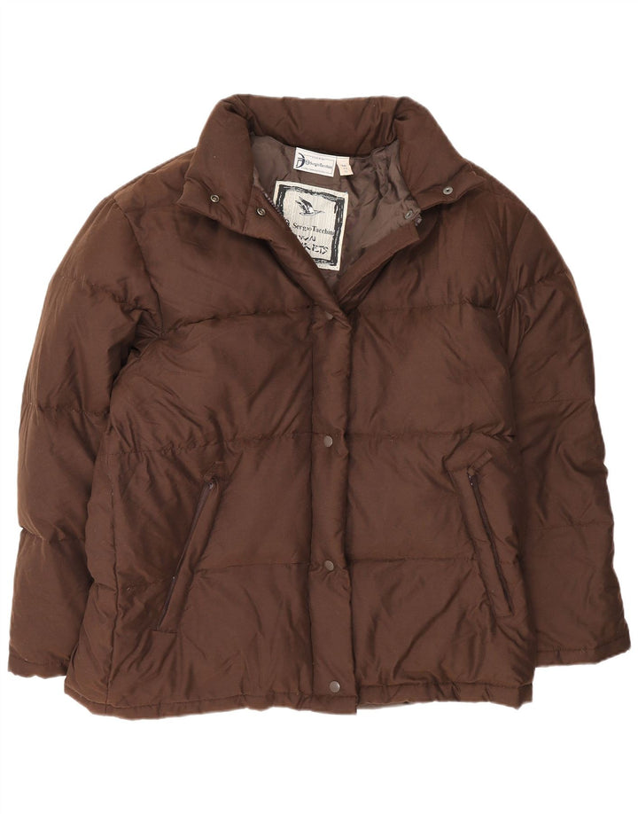 Jachetă căptușită pentru femei Sergio Tacchini, cu ajustare largă, UK 14, maro mediu, poliamidă