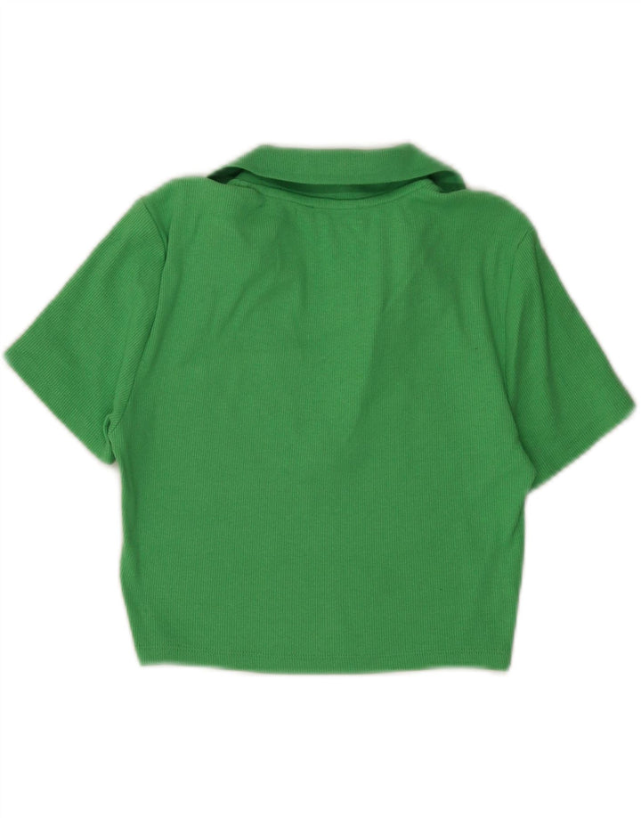 ZARA Womens Crop Polo Shirt UK 12 Medium Green