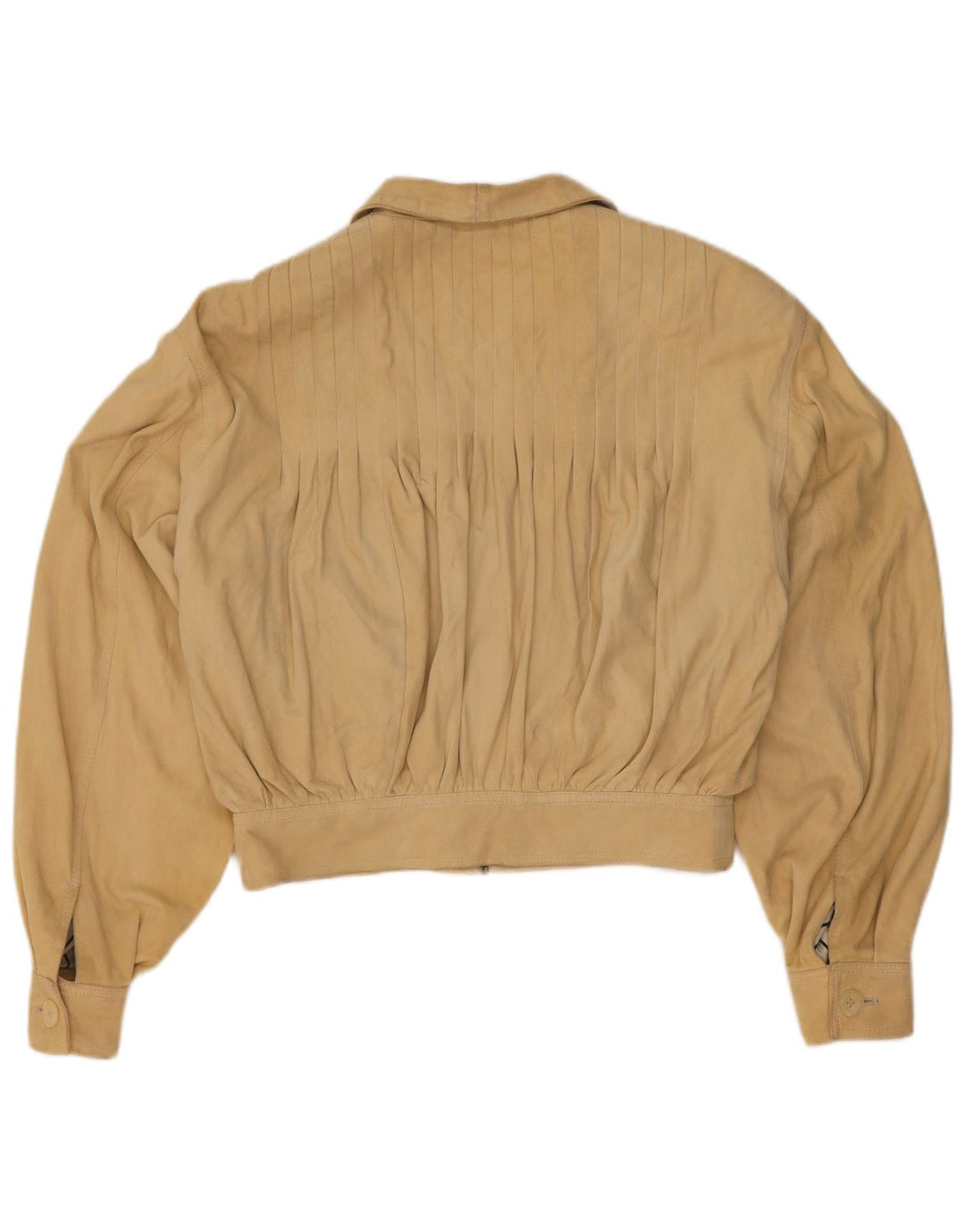 Jachetă bomber oversized de piele intoarsa pentru femei Lamatta UK 16, mare, bej
