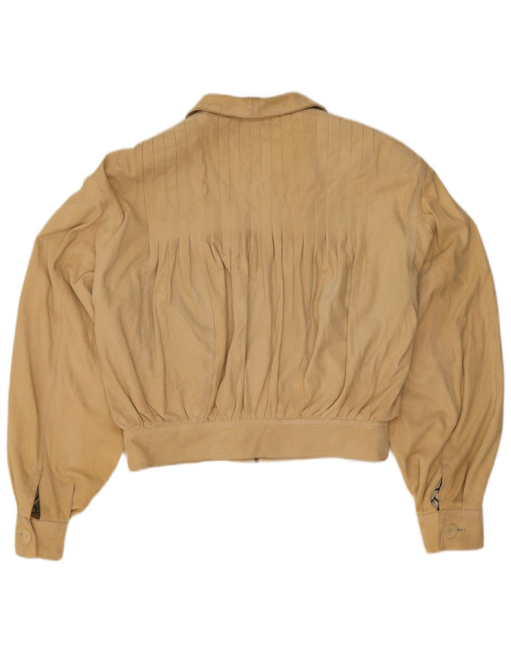 Jachetă bomber oversized de piele intoarsa pentru femei Lamatta UK 16, mare, bej