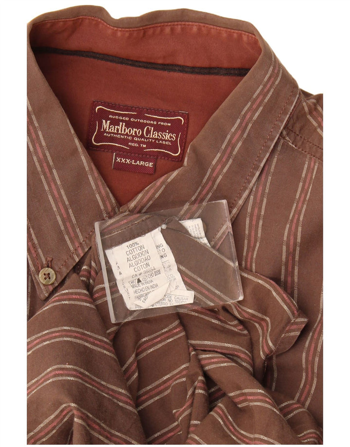 Cămașă pentru bărbați Marlboro Classics 3XL, bumbac cu dungi maro