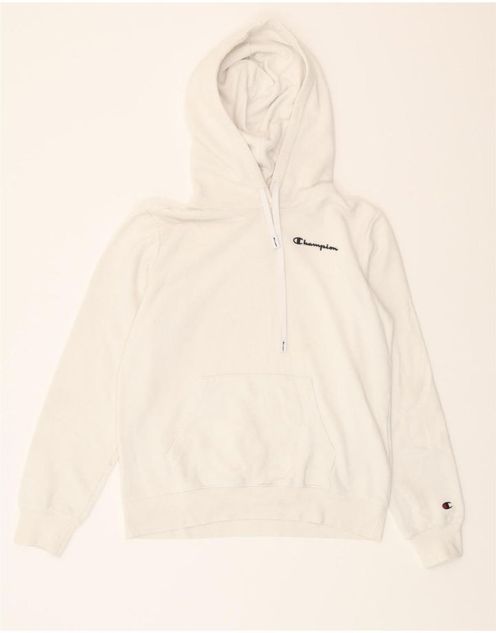 CHAMPION Womens Hoodie Jumper UK 14 Medium White Cotton Vintage Champion and Second-Hand Champion from Messina Hembry 