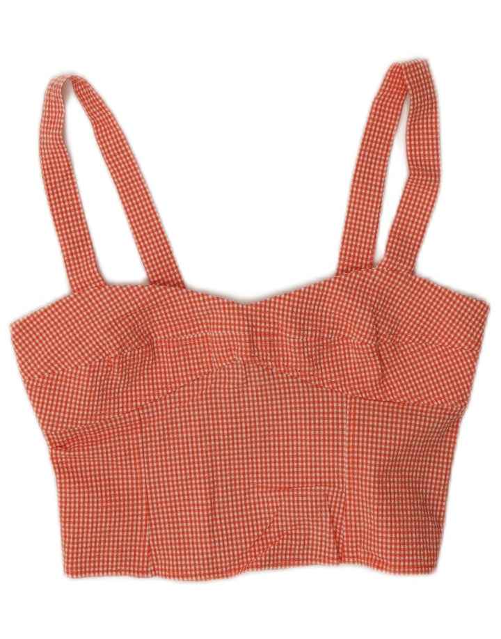 Crop top fără mâneci pentru femei Zara UK 8 mic, roșu, bumbac vichy