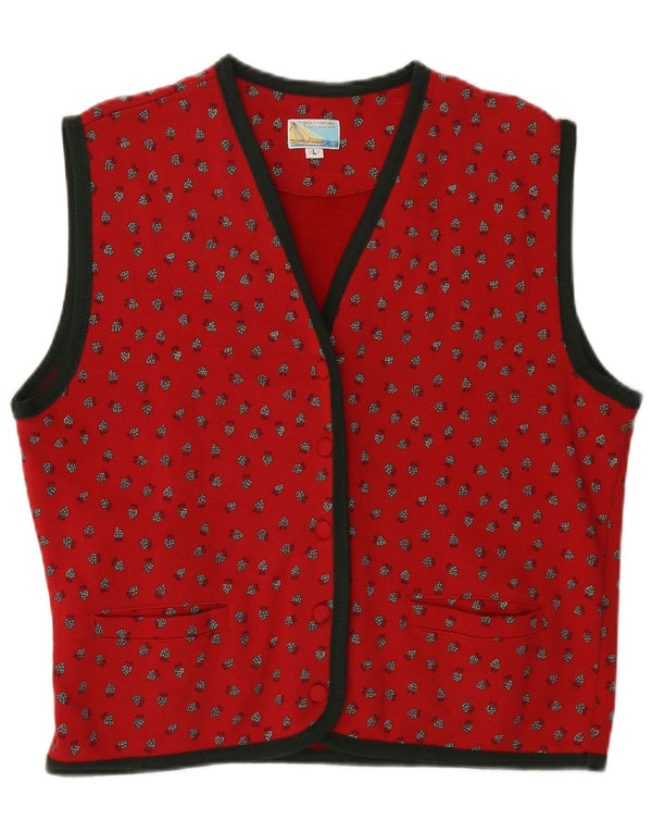 Naj Oleari Pulover Cardigan fără mâneci pentru femei UK 16 Large Red Spotted