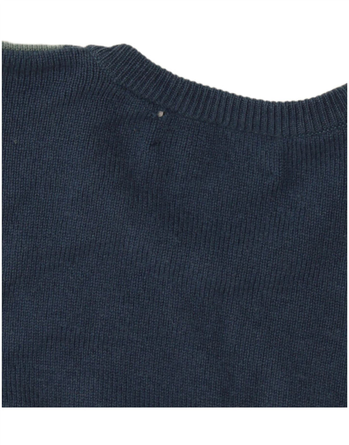 Pulover Lyle & Scott pentru bărbați, cu gât roșu, mare, bleumarin, Argyle/Diamond