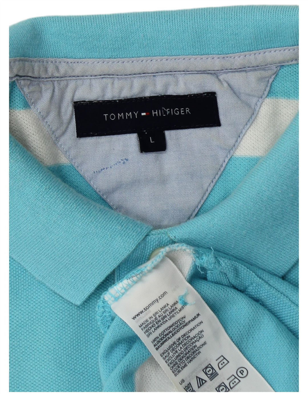Tricou polo Tommy Hilfiger pentru bărbați, bumbac cu dungi albastre mari