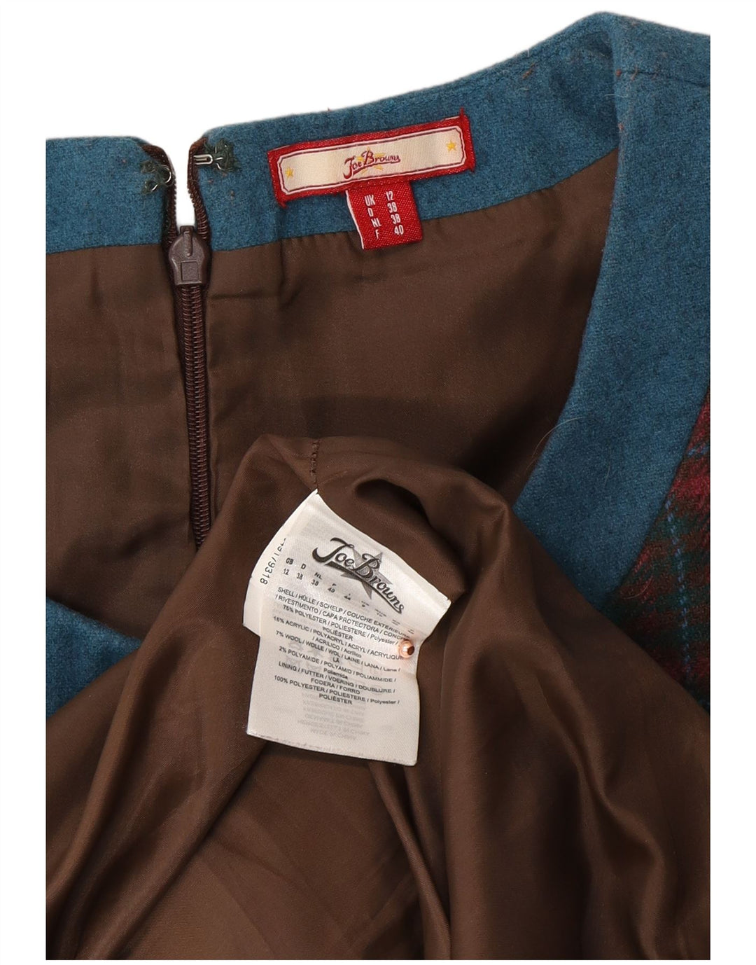 JOE BROWNS Rochie pentru femei fără mâneci, UK 12 Poliester cu carouri roșii medii