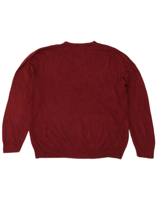 Marks & Spencer Pulover cu decolteu în V Blue Harbour pentru bărbați, 2XL, Bordeaux