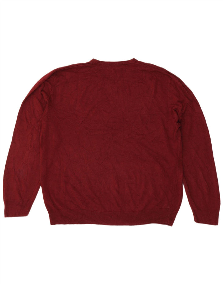 Marks & Spencer Pulover cu decolteu în V Blue Harbour pentru bărbați, 2XL, Bordeaux