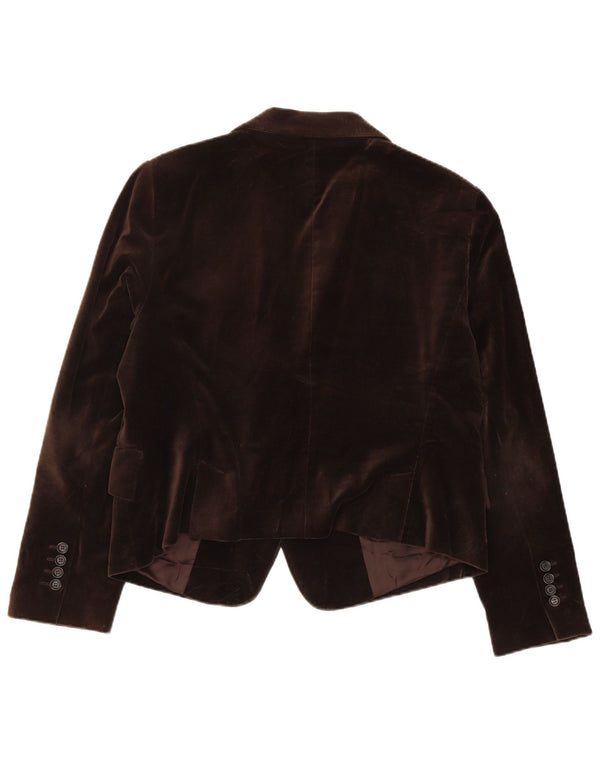 Blazer pentru femei Zara, cu 2 nasturi, din catifea UK 18 XL, bumbac maro