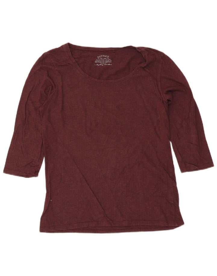 Fat Face pentru femei Top cu mâneci 3/4 UK 14 Medium Burgundy Bumbac