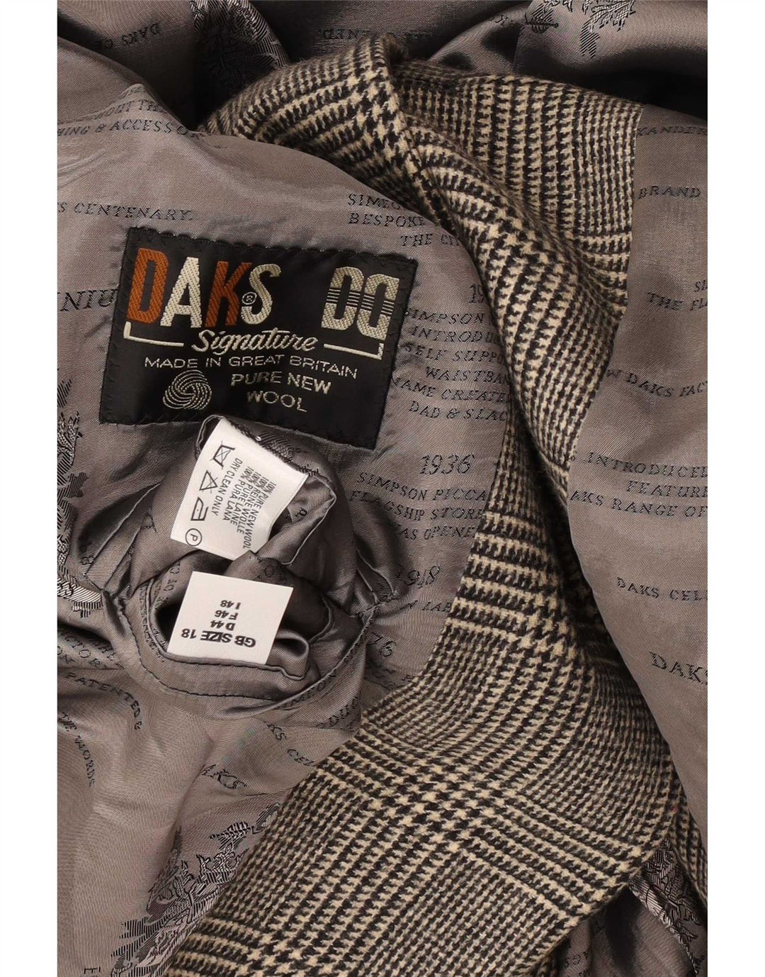Jachetă DAKS pentru femei, cu 4 nasturi, UK 18 XL, lână nouă, cu carouri gri