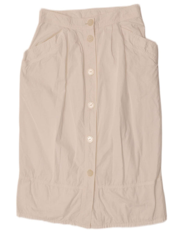 Fusta Dreaptă Vintage pentru Femei cu talie înaltă W27 Bumbac Alb Mic