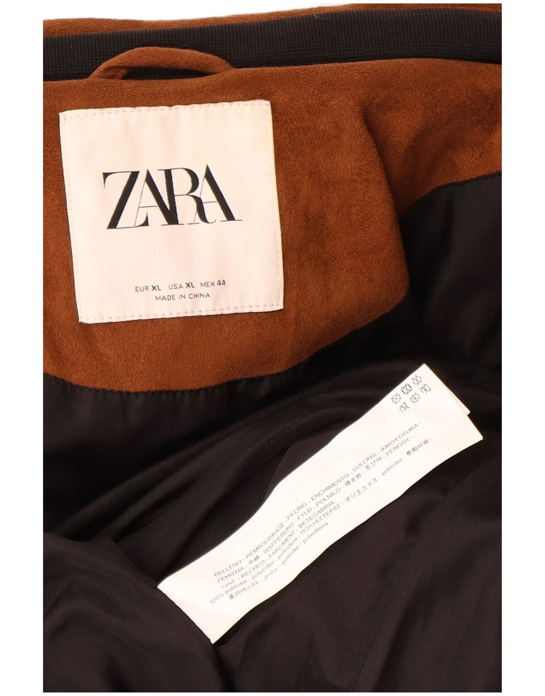 Jachetă căptușită pentru bărbați Zara UK 42 XL Maro Poliester