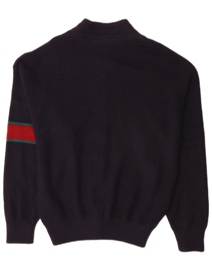 Pulover Cardigan Vintage pentru bărbați, lână mare, albastru marin