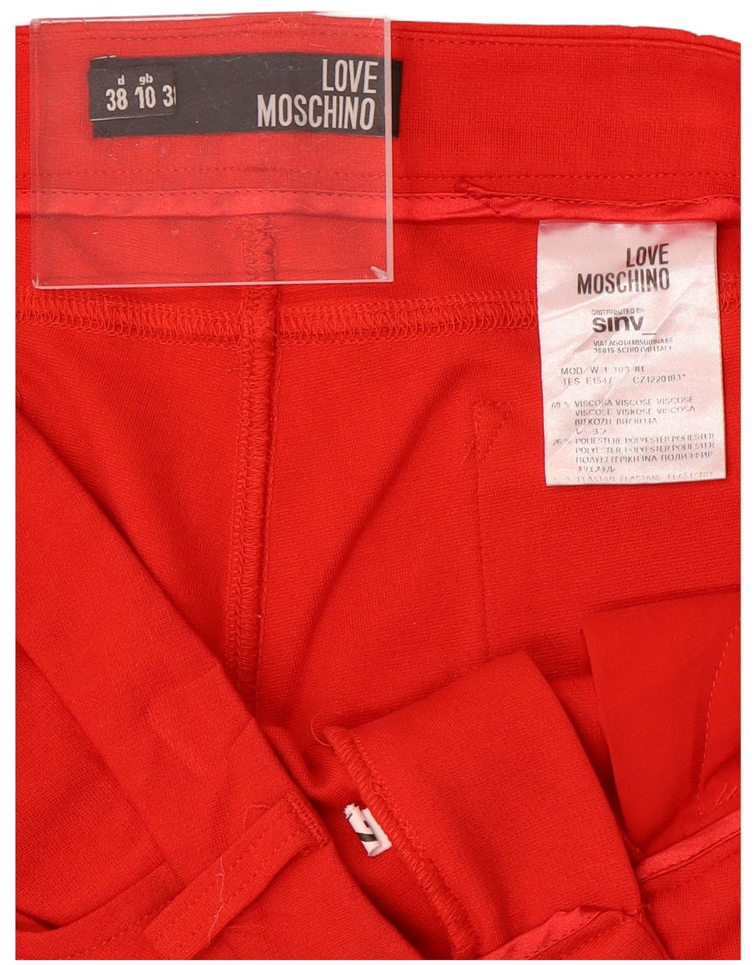 Pantaloni casual slim pentru femei MOSCHINO UK 10 Small W32 L30 Red Viscose