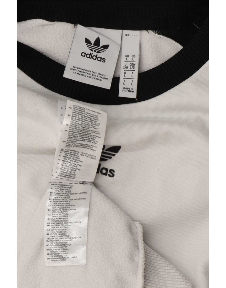 Hanorac grafic pentru bărbați Adidas Pulover mare, alb, poliester color bloc