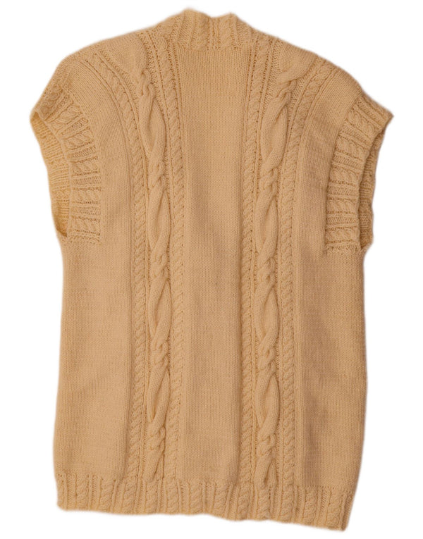 Pulover Cardigan fără mâneci Vintage pentru femei UK 20 2XL Bej