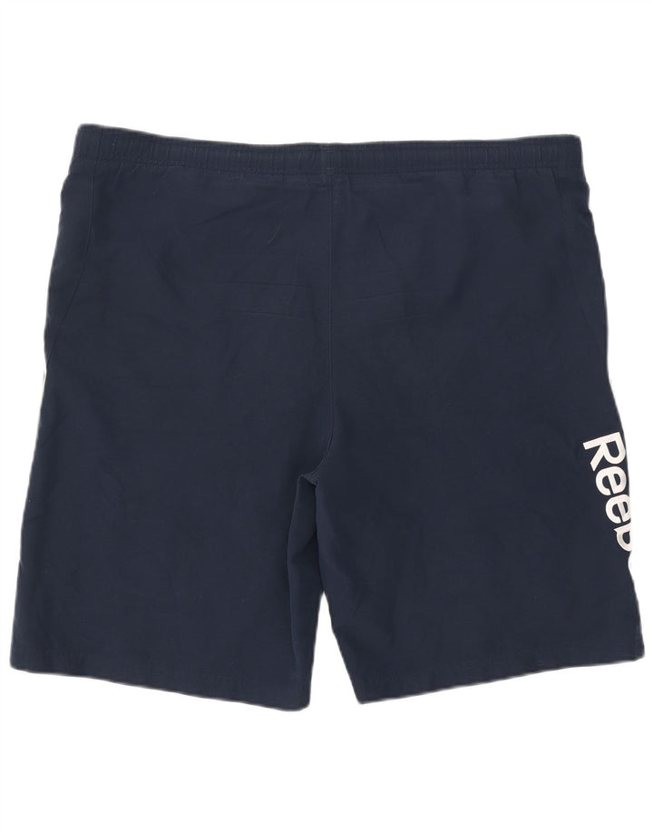 Pantaloni scurți sport grafic Reebok pentru bărbați, mari, albastru, poliester