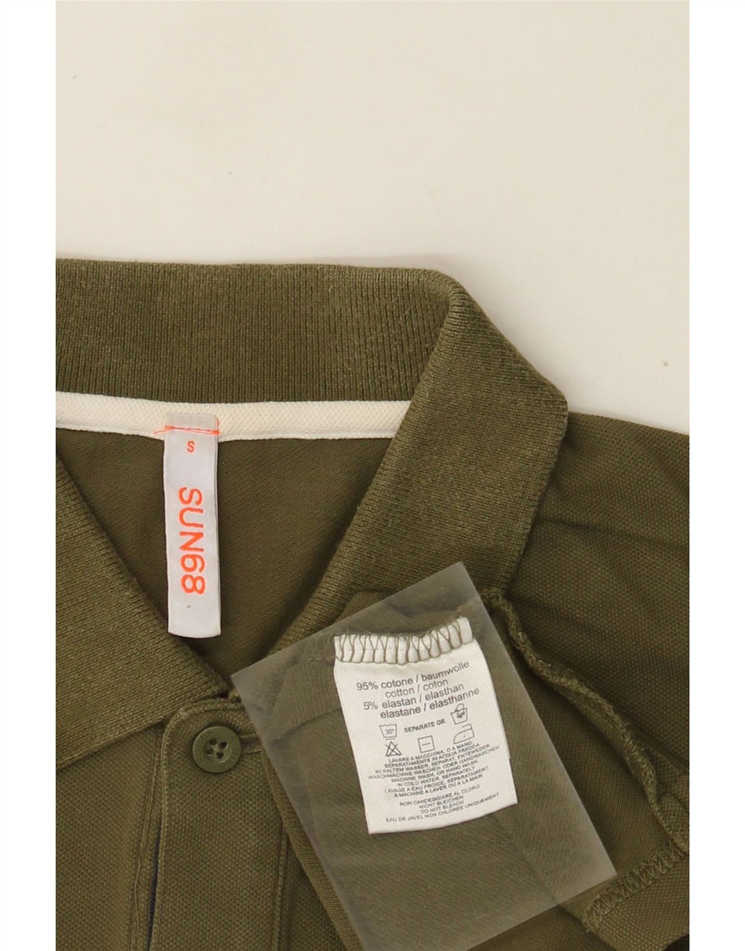 Sun68 Tricou Polo pentru bărbați Bumbac Kaki Mic