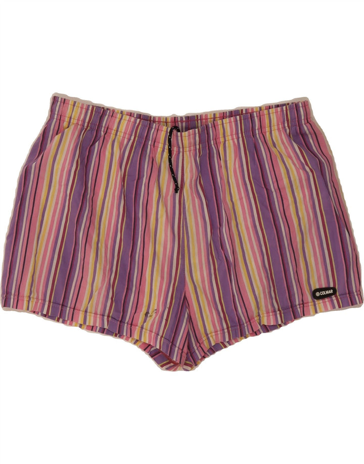 COLMAR Mens Swimming Shorts IT 52 Large  Multicoloured Striped Cotton Vintage Colmar and Second-Hand Colmar from Messina Hembry 