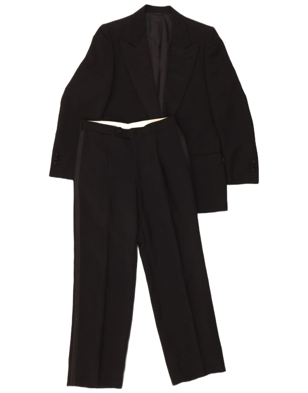 VINTAGE Set bărbați 1 nasture 2 piese IT 46 Small W29 L29 Lână neagră