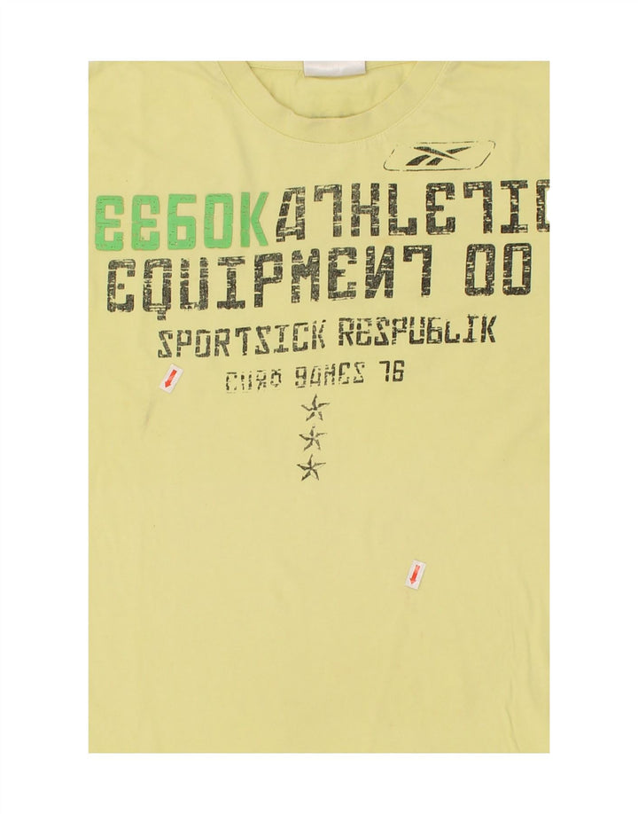 REEBOK Mens Graphic T-Shirt Top Large Yellow Cotton Vintage Reebok and Second-Hand Reebok from Messina Hembry 
